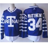 Toronto Maple Leafs #34 Auston Matthews Blue 1918 Arenas Throwback Stitched Hockey Jersey