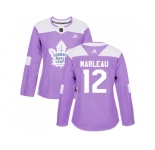 Women Adidas Toronto Maple Leafs #12 Patrick Marleau Purple Authentic Fights Cancer Stitched NHL Jersey