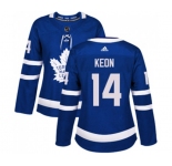 Women Adidas Toronto Maple Leafs #14 Dave Keon Authentic Royal Blue Home NHL Jersey