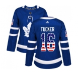 Women Adidas Toronto Maple Leafs #16 Darcy Tucker Authentic Royal Blue USA Flag Fashion NHL Jersey