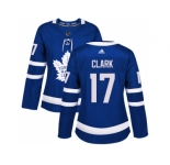 Women Adidas Toronto Maple Leafs #17 Wendel Clark Blue Home Authentic Stitched NHL Jersey