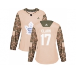 Women Adidas Toronto Maple Leafs #17 Wendel Clark Camo Authentic 2017 Veterans Day Stitched NHL Jersey