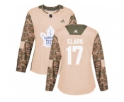 Women Adidas Toronto Maple Leafs #17 Wendel Clark Camo Authentic 2017 Veterans Day Stitched NHL Jersey