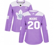 Women Adidas Toronto Maple Leafs #20 Dominic Moore Authentic Purple Fights Cancer Practice NHL Jersey