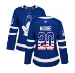 Women Adidas Toronto Maple Leafs #20 Dominic Moore Authentic Royal Blue USA Flag Fashion NHL Jersey