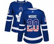 Women Adidas Toronto Maple Leafs #20 Dominic Moore Authentic Royal Blue USA Flag Fashion NHL Jersey