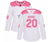 Women Adidas Toronto Maple Leafs #20 Dominic Moore Authentic White-Pink Fashion NHL Jersey