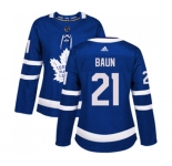 Women Adidas Toronto Maple Leafs #21 Bobby Baun Authentic Royal Blue Home NHL Jersey