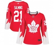 Women Adidas Toronto Maple Leafs #21 Borje Salming Authentic Red Alternate NHL Jersey