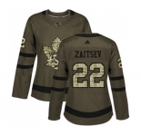 Women Adidas Toronto Maple Leafs #22 Nikita Zaitsev Authentic Green Salute to Service NHL Jersey