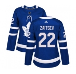 Women Adidas Toronto Maple Leafs #22 Nikita Zaitsev Authentic Royal Blue Home NHL Jersey