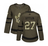 Women Adidas Toronto Maple Leafs #27 Darryl Sittler Authentic Green Salute to Service NHL Jersey