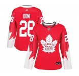 Women Adidas Toronto Maple Leafs #28 Tie Domi Authentic Red Alternate NHL Jersey