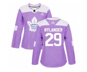 Women Adidas Toronto Maple Leafs #29 William Nylander Purple Authentic Fights Cancer Stitched NHL Jersey