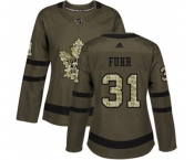 Women Adidas Toronto Maple Leafs #31 Grant Fuhr Authentic Green Salute to Service NHL Jersey
