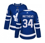Women Adidas Toronto Maple Leafs #34 Auston Matthews Authentic Royal Blue Home NHL Jersey