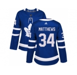 Women Adidas Toronto Maple Leafs #34 Auston Matthews Blue Home Authentic Stitched NHL Jersey