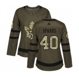 Women Adidas Toronto Maple Leafs #40 Garret Sparks Authentic Green Salute to Service NHL Jersey