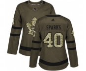 Women Adidas Toronto Maple Leafs #40 Garret Sparks Authentic Green Salute to Service NHL Jersey