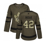 Women Adidas Toronto Maple Leafs #42 Tyler Bozak Authentic Green Salute to Service NHL Jersey