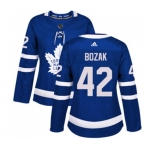 Women Adidas Toronto Maple Leafs #42 Tyler Bozak Authentic Royal Blue Home NHL Jersey
