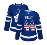 Women Adidas Toronto Maple Leafs #44 Morgan Rielly Authentic Royal Blue USA Flag Fashion NHL Jersey