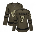 Women Adidas Toronto Maple Leafs #7 Lanny McDonald Authentic Green Salute to Service NHL Jersey