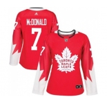 Women Adidas Toronto Maple Leafs #7 Lanny McDonald Authentic Red Alternate NHL Jersey