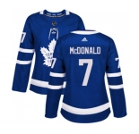 Women Adidas Toronto Maple Leafs #7 Lanny McDonald Authentic Royal Blue Home NHL Jersey