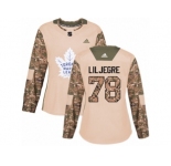 Women Adidas Toronto Maple Leafs #78 Timothy Liljegren Authentic Camo Veterans Day Practice NHL Jersey