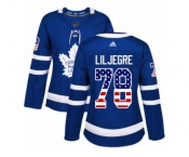 Women Adidas Toronto Maple Leafs #78 Timothy Liljegren Authentic Royal Blue USA Flag Fashion NHL Jersey