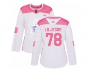Women Adidas Toronto Maple Leafs #78 Timothy Liljegren Authentic White Pink Fashion NHL Jersey
