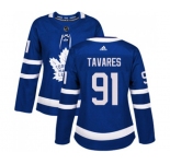 Women Adidas Toronto Maple Leafs #91 John Tavares Authentic Royal Blue Home NHL Jersey