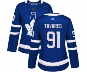 Women Adidas Toronto Maple Leafs #91 John Tavares Authentic Royal Blue Home NHL Jersey