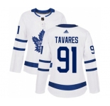 Women Adidas Toronto Maple Leafs #91 John Tavares Authentic White Away NHL Jersey
