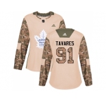 Women Adidas Toronto Maple Leafs #91 John Tavares Camo Authentic 2017 Veterans Day Stitched NHL Jersey