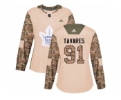 Women Adidas Toronto Maple Leafs #91 John Tavares Camo Authentic 2017 Veterans Day Stitched NHL Jersey