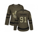 Women Adidas Toronto Maple Leafs #91 John Tavares Green Salute to Service Stitched NHL Jersey