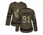 Women Adidas Toronto Maple Leafs #91 John Tavares Green Salute to Service Stitched NHL Jersey