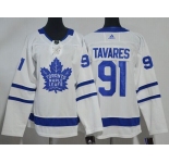 Women Adidas Toronto Maple Leafs #91 Tavares Authentic Royal White Home NHL Jersey