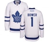 Women Reebok Toronto Maple Leafs #1 Johnny Bower Authentic White Away NHL Jersey