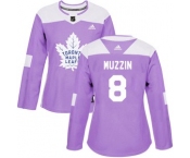 Women's Adidas Toronto Maple Leafs #8 Jake Muzzin Authentic Fights Cancer Practice Jersey - Purple
