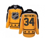 Women's Reebok Toronto Maple Leafs #34 Auston Matthews Authentic Yellow Atlantic Division 2017 All-Star NHL Jersey
