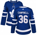 Women's Toronto Maple Leafs #36 Jack Campbell Adidas Authentic Blue Home Jersey