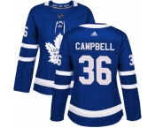 Women's Toronto Maple Leafs #36 Jack Campbell Adidas Authentic Blue Home Jersey