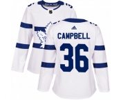 Women's Toronto Maple Leafs #36 Jack Campbell Adidas Authentic White 2018 Stadium Series Jersey