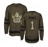 Youth Adidas Toronto Maple Leafs #1 Johnny Bower Authentic Green Salute to Service NHL Jersey