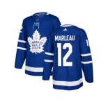 Youth Adidas Toronto Maple Leafs #12 Patrick Marleau Blue Home Authentic Stitched NHL Jersey