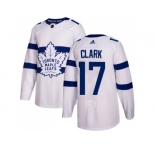Youth Adidas Toronto Maple Leafs #17 Wendel Clark White Authentic 2018 Stadium Series Stitched NHL Jersey