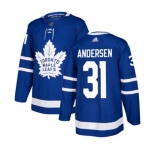 Youth Adidas Toronto Maple Leafs #31 Frederik Andersen Authentic Royal Blue Home NHL Jersey